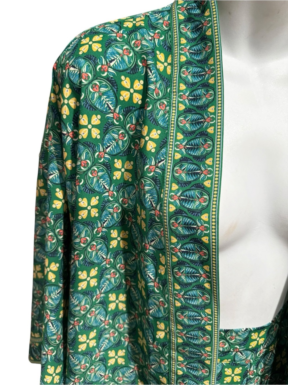 Max Studio Kimono Green Floral Wide-Leg Pants Set - Picture 4 of 11